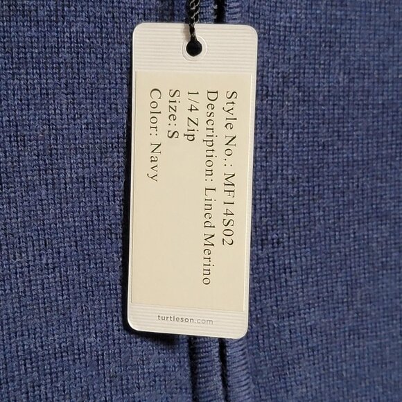 Turtleson Sweater Mens Small Navy Blue Lined Merino 1/4 Zip Marine Lawn MFI4S02 - Picture 13 of 16